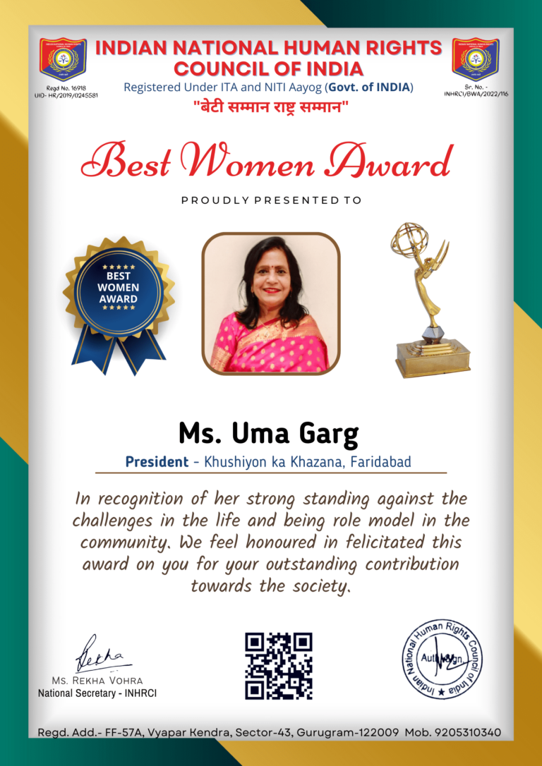 Best Women Award - Ms. Uma Garg